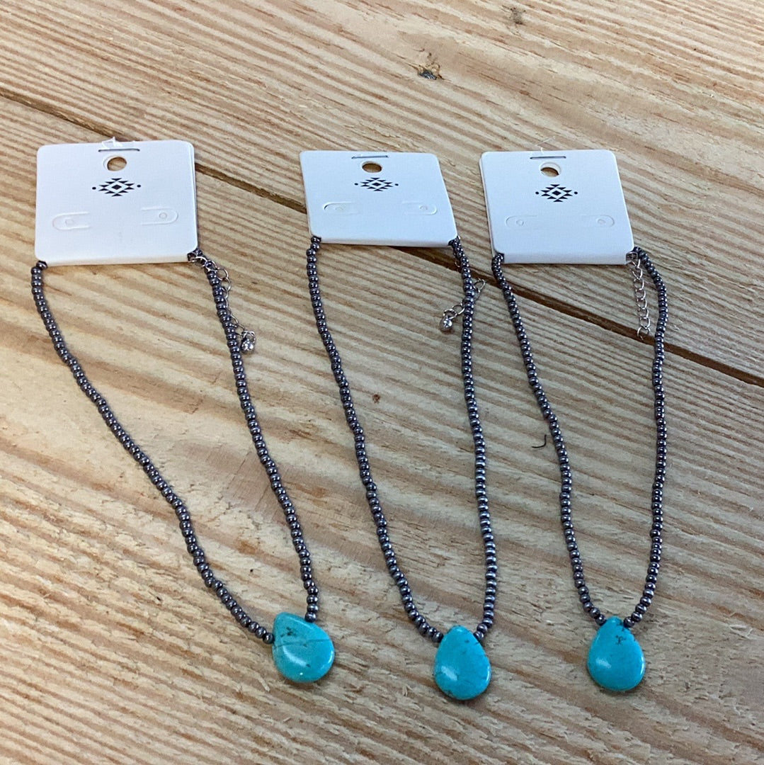Turquoise drop Navajo pearl choker