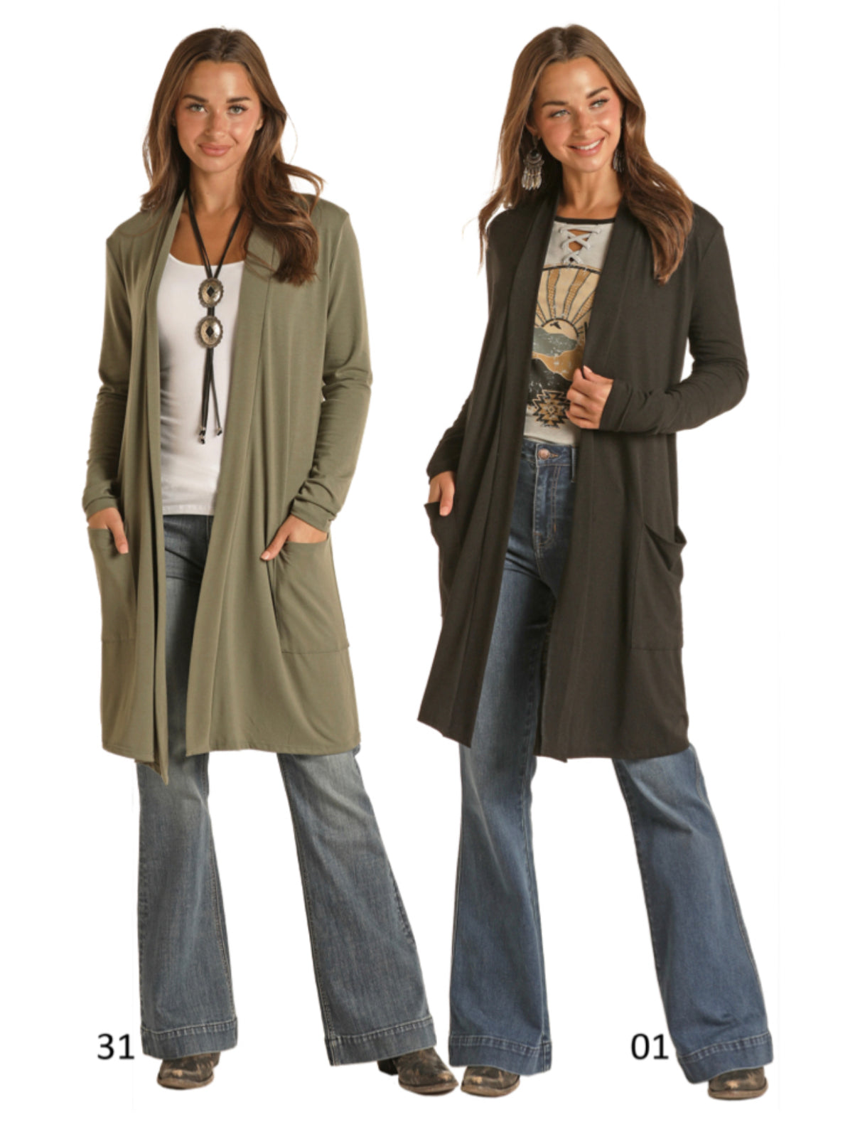 ROCK&ROLL DENIM LONG SLEEVE KNIT DUSTER