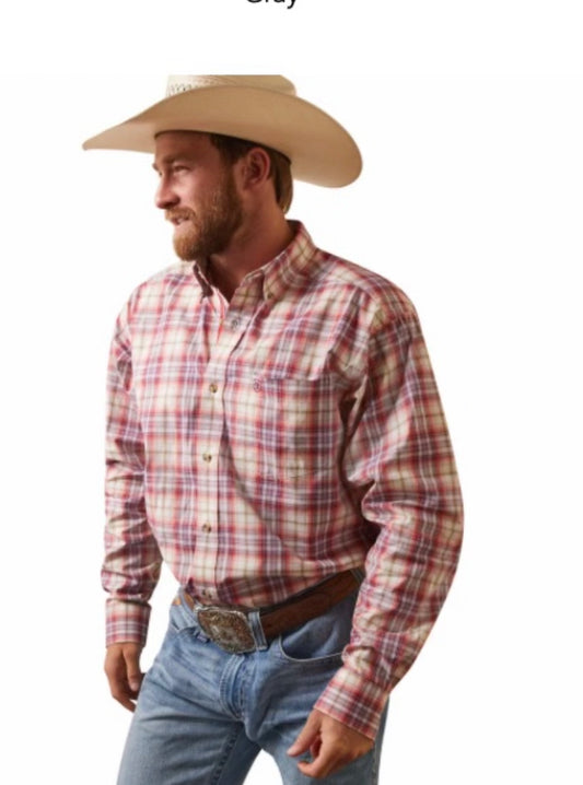 ARIAT MENS PRO DEREK CLASSIC LONG SLEEVE SHIRT WHITE