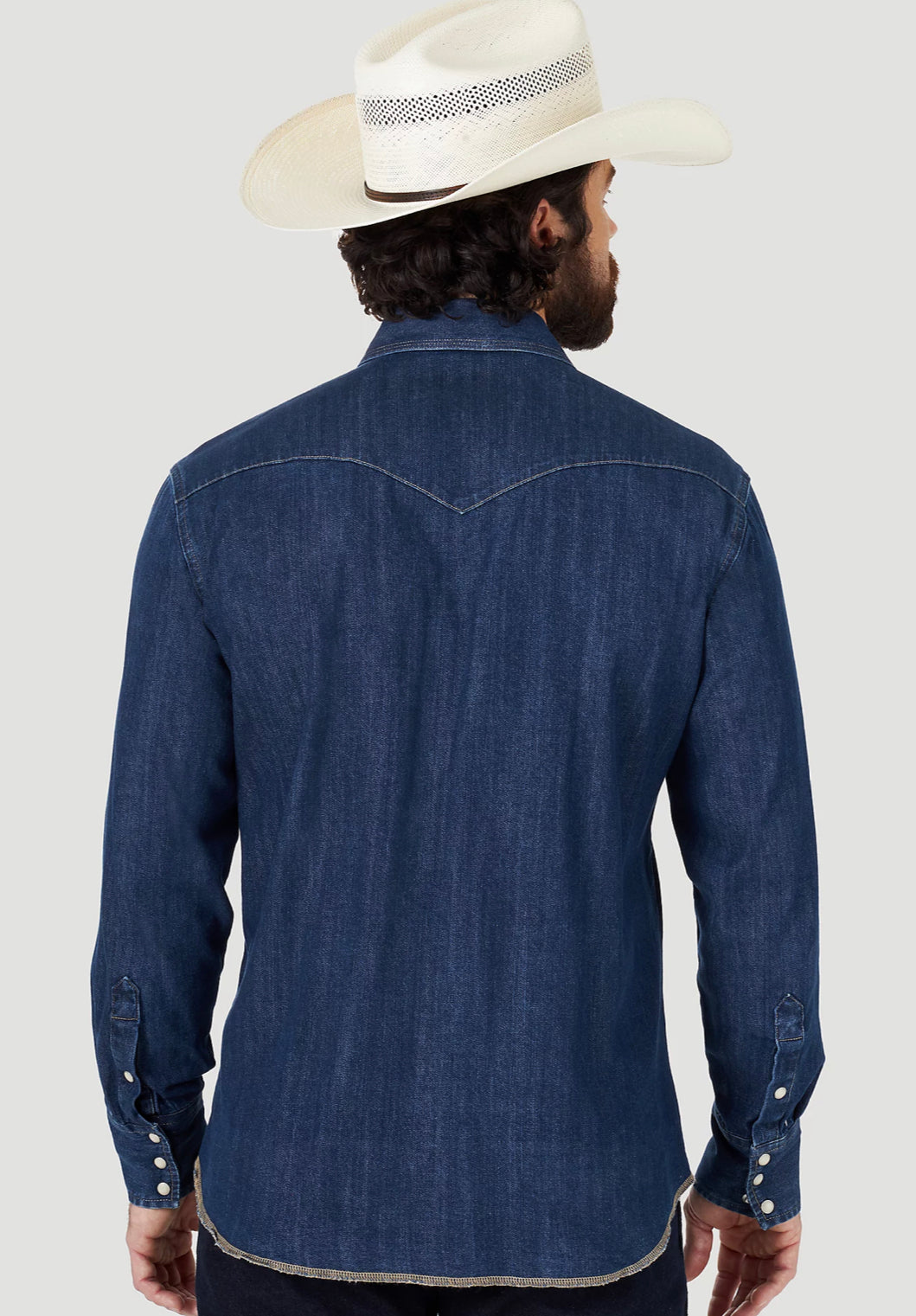 WRANGLER COWBOY CUT LONG SLEEVE DENIM SNAP WORK SHIRT