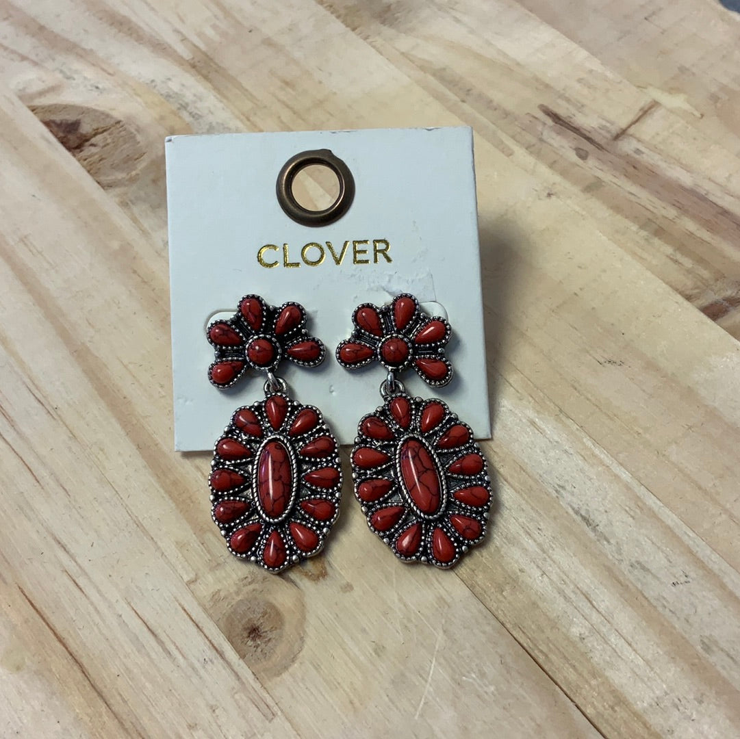 CLOVER OVAL SILVER AND ASSORTED COLORED STONES