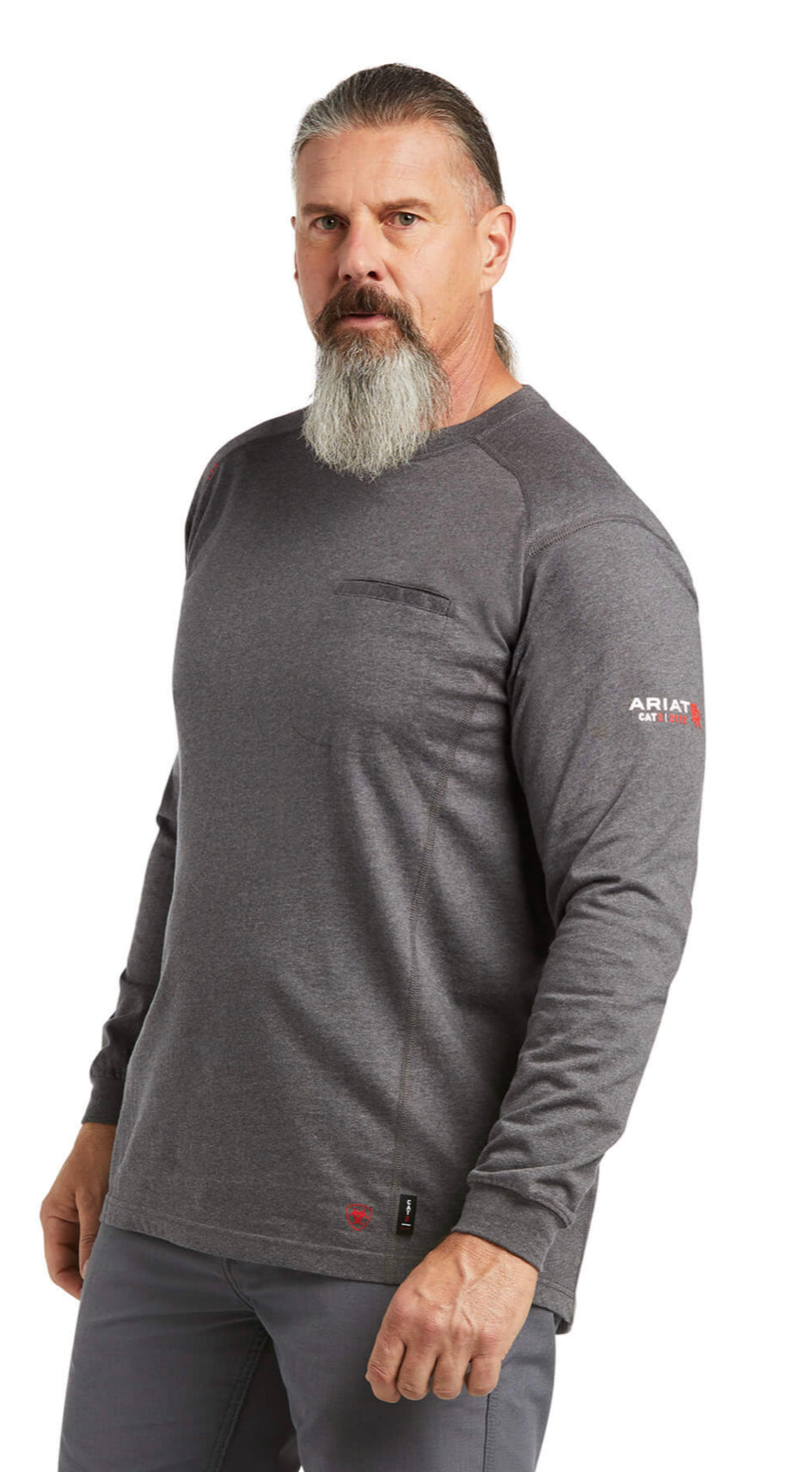ARIAT MENS FR AIR LF ON THE LN GP LS TSHIRT CHARCOAL