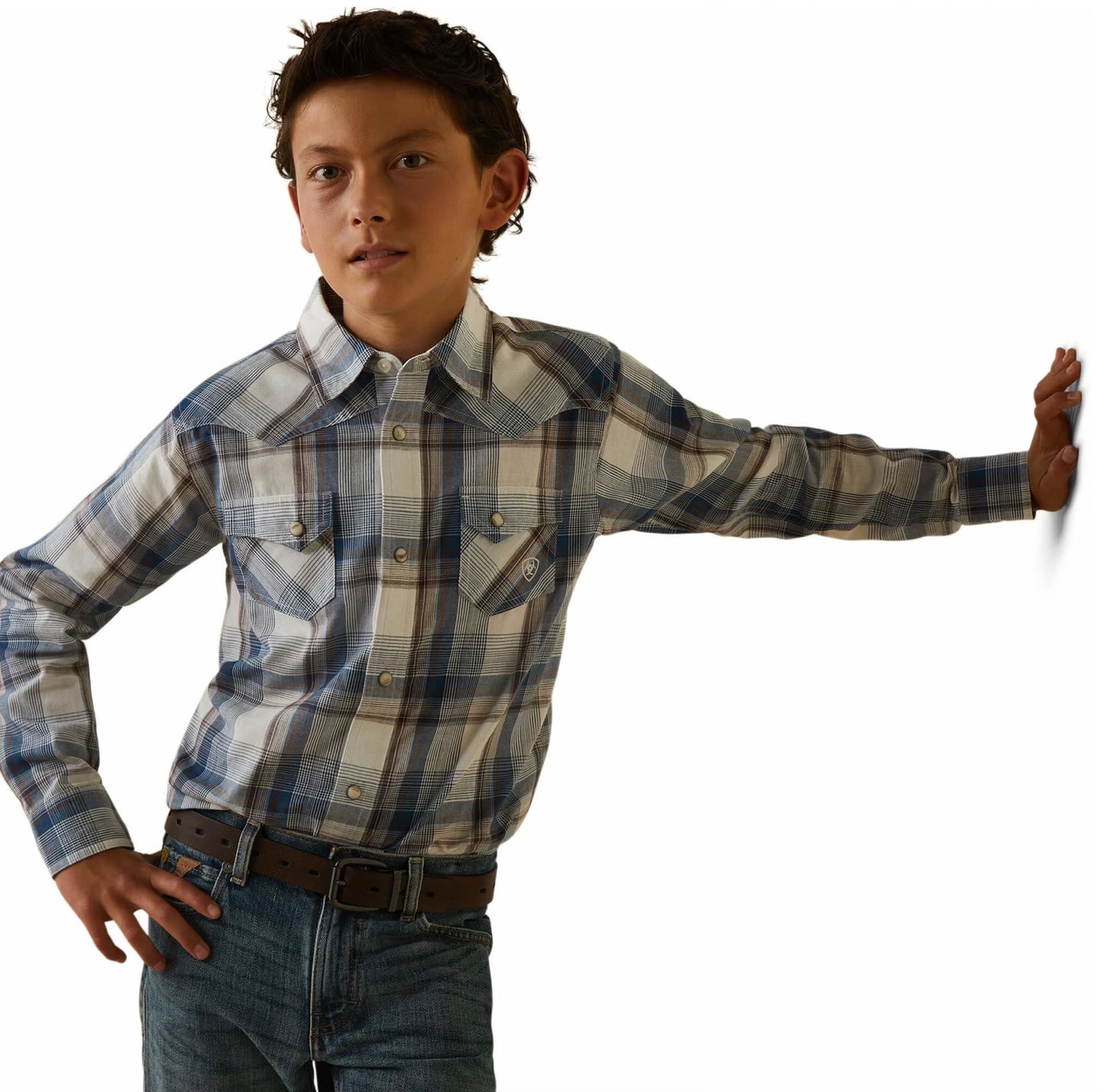 ARIAT BOYS HASTON RETRO SNAP LONG SLEEVE SHIRT WITH ASPRGS