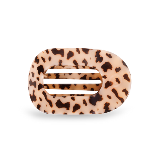 TELETIES - Round Flat Hair Clip | Medium | Blonde Tortoise