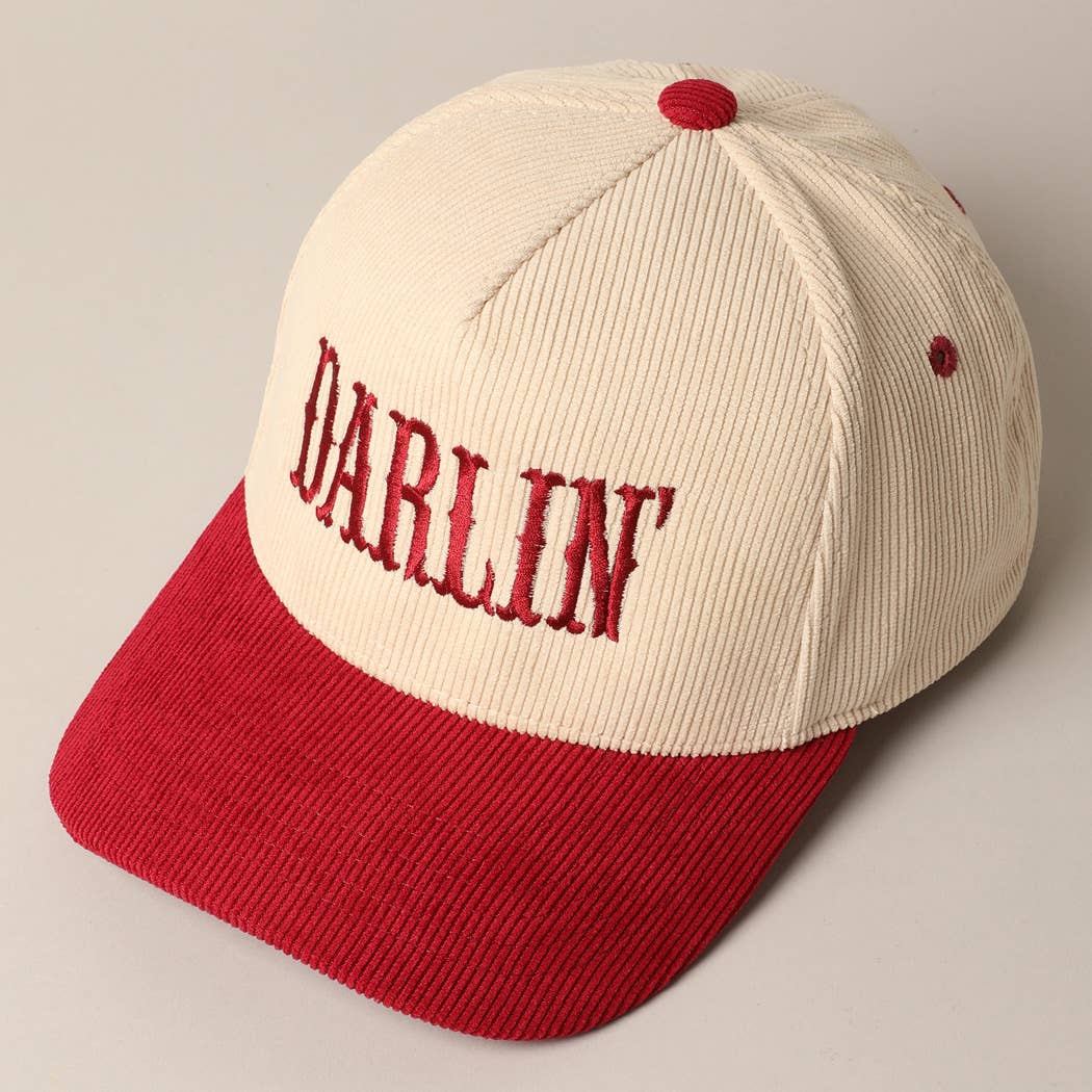 Fashion City - DARLIN' Corduroy Trucker Baseball Cap: BEIGE / ONE SIZE
