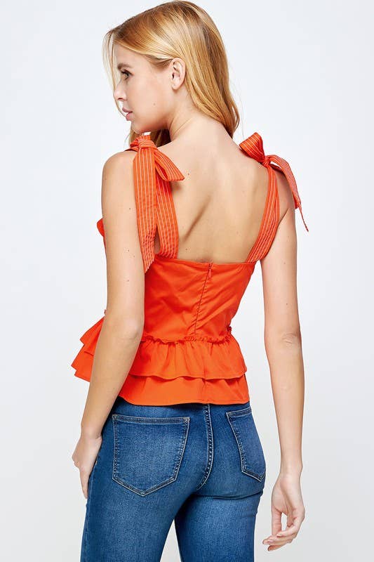 Strut & Bolt - Poplin Ruffle Sleeveless Top: WHITE