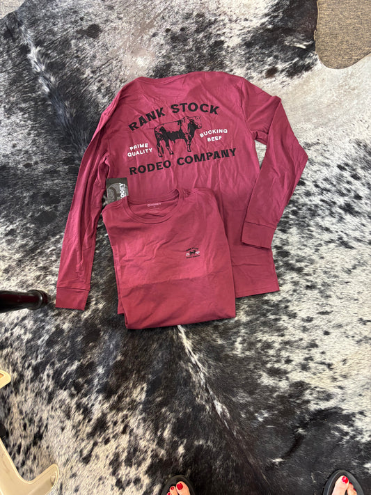 HOOEY RANK RODEO MENS CORDOVA BURGUNDY CREW TEE