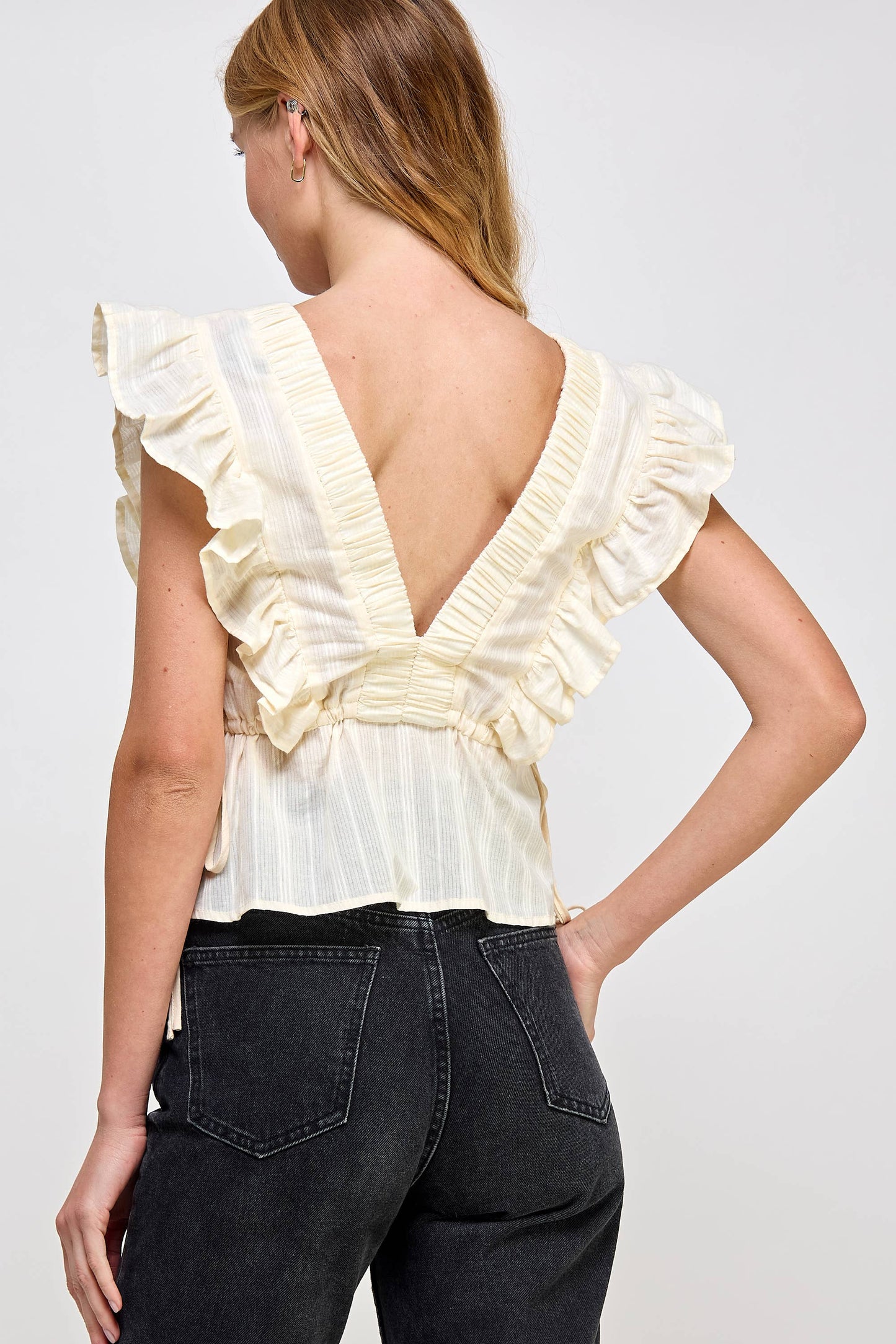 Strut & Bolt - Smocked Detail Ruffle Top: FLAMINGO PINK