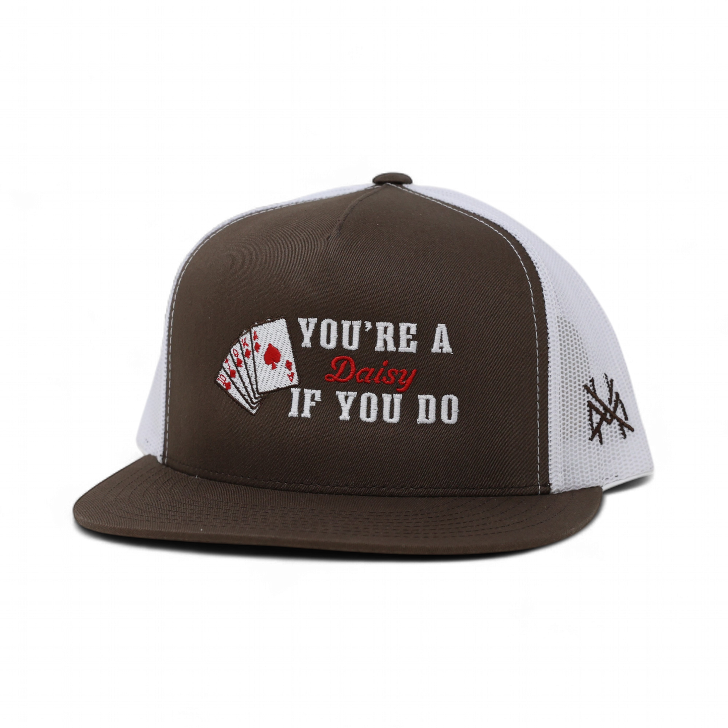 The Mad Hatter Co - You're A Daisy If You Do Trucker Hat: Flat Bill Brown/White