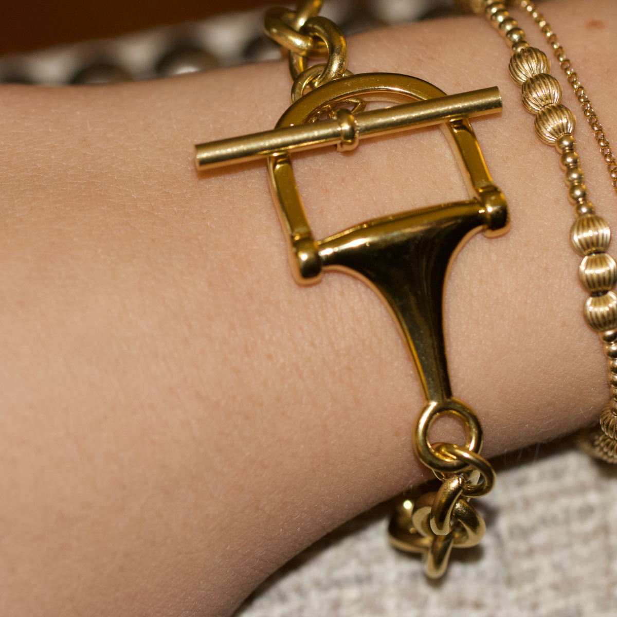 Deep South Originals Inc. - Equestrian Horse Bit Toggle Bracelet 18K Gold Non Tarnish Classic