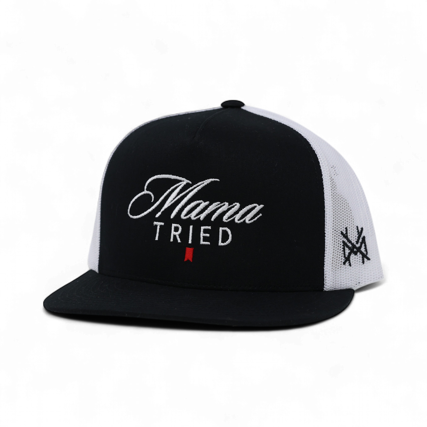 The Mad Hatter Co - Mama Tried Ultra Trucker Hat: Flat Bill White