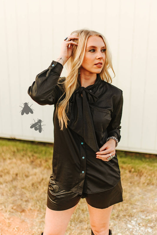 2 Fly Co - LEATHER OUTLAW TOP *MIDNIGHT: 3X