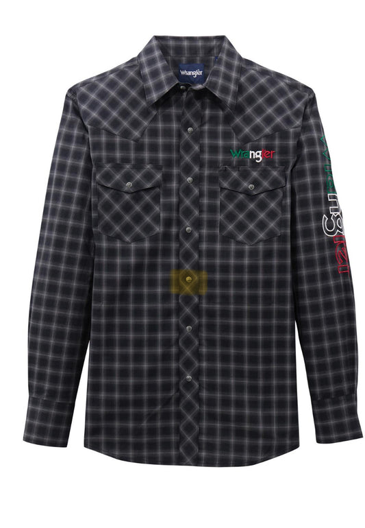 WRANGLER MENS LOGO LONG SLEEVE SHIRT SNAP