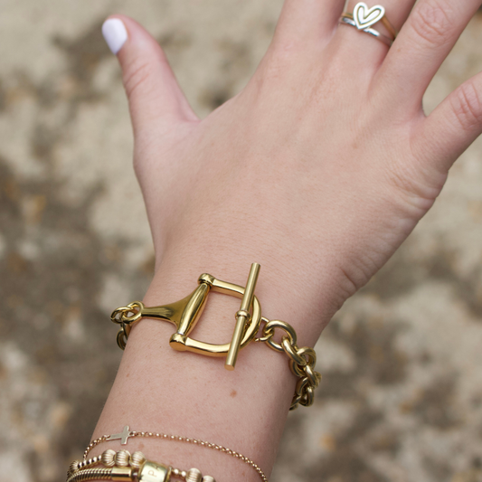 Deep South Originals Inc. - Equestrian Horse Bit Toggle Bracelet 18K Gold Non Tarnish Classic