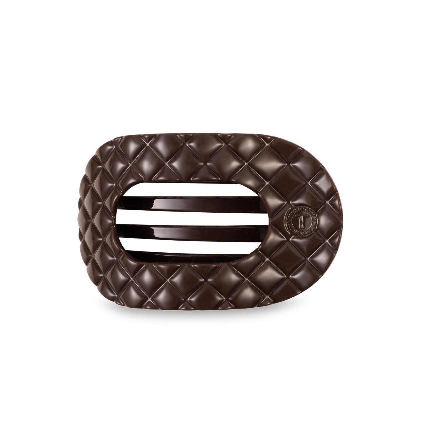 TELETIES - Flat Round Hair Clip | Medium | Truly Taupe Quilted