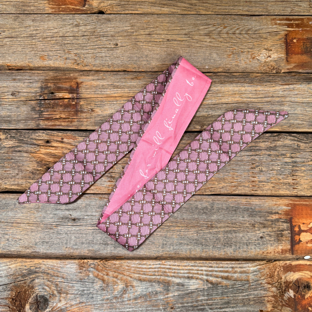 Rodeo Drive - Pink and Gold Western Skinny Mini Wild Rag Scarf / Cowgirl Necktie #TW133