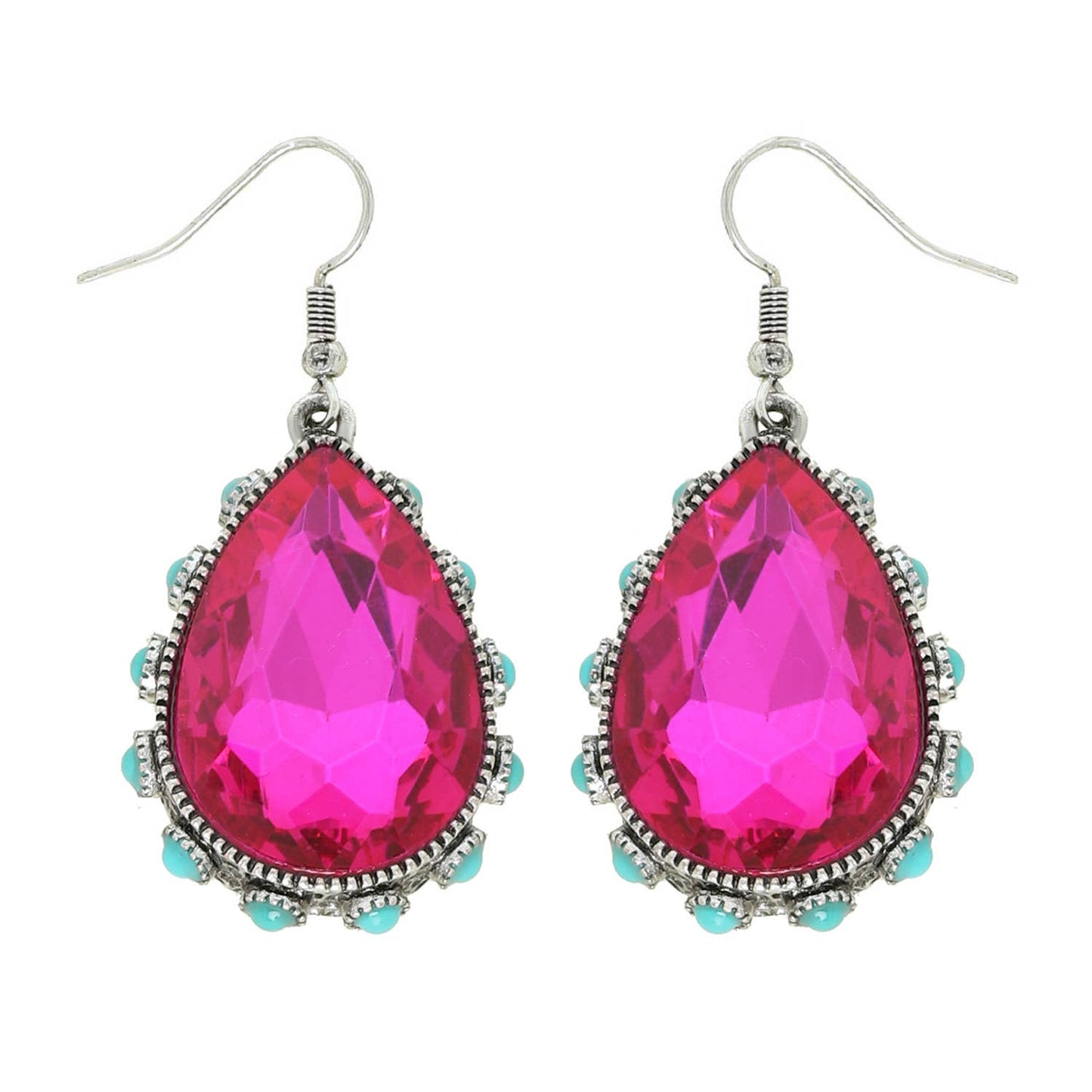 SP Sophia Collection - Western Teardrop Cut Gemstone Turquoise Earrings: Turquoise