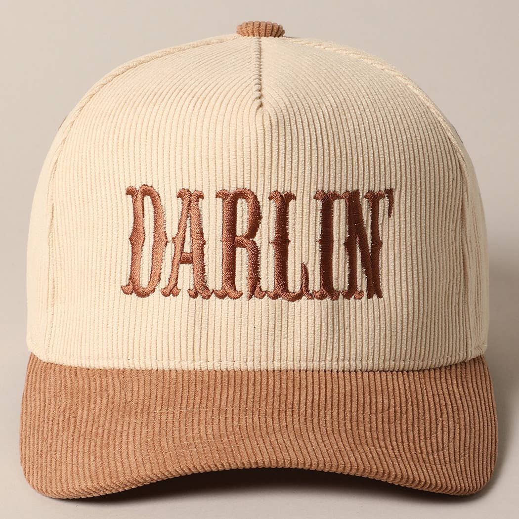 Fashion City - DARLIN' Corduroy Trucker Baseball Cap: BEIGE / ONE SIZE