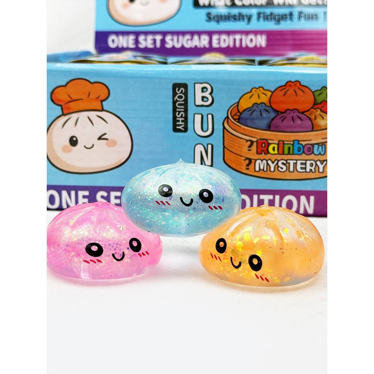 Love and Repeat - 24pcs Mini Glitter Dumpling Squishy with Steamer: MIX COLOR / ONE(24)