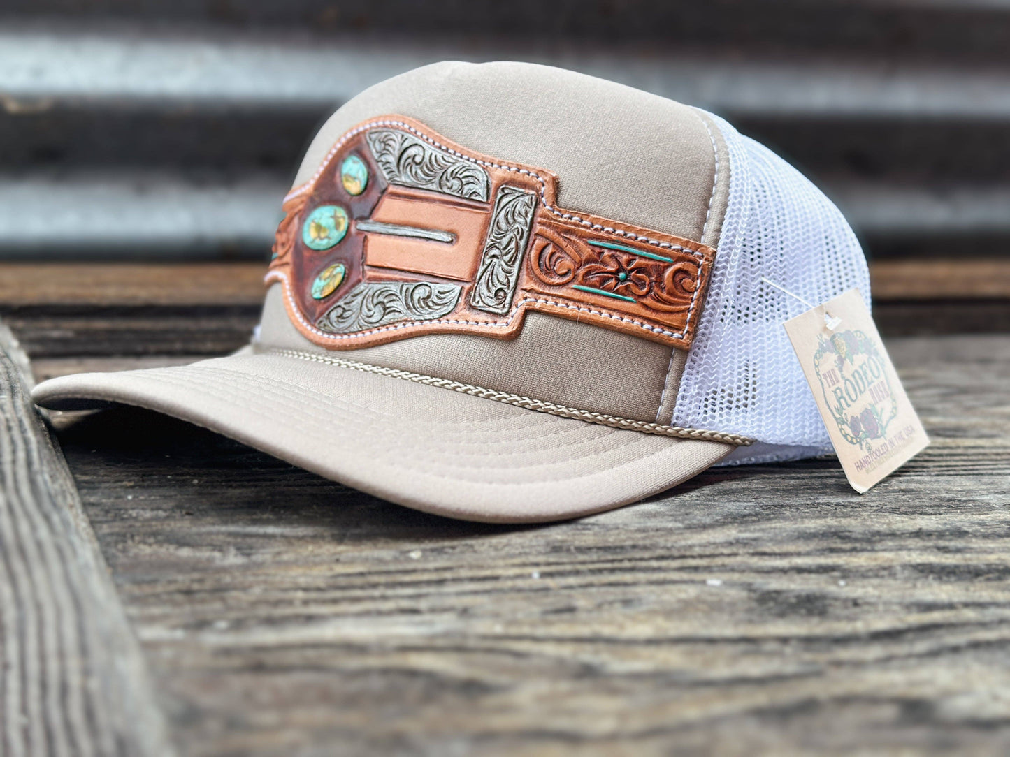 The Rodeo Rose - Turquoise Handtooled Buckle Cap