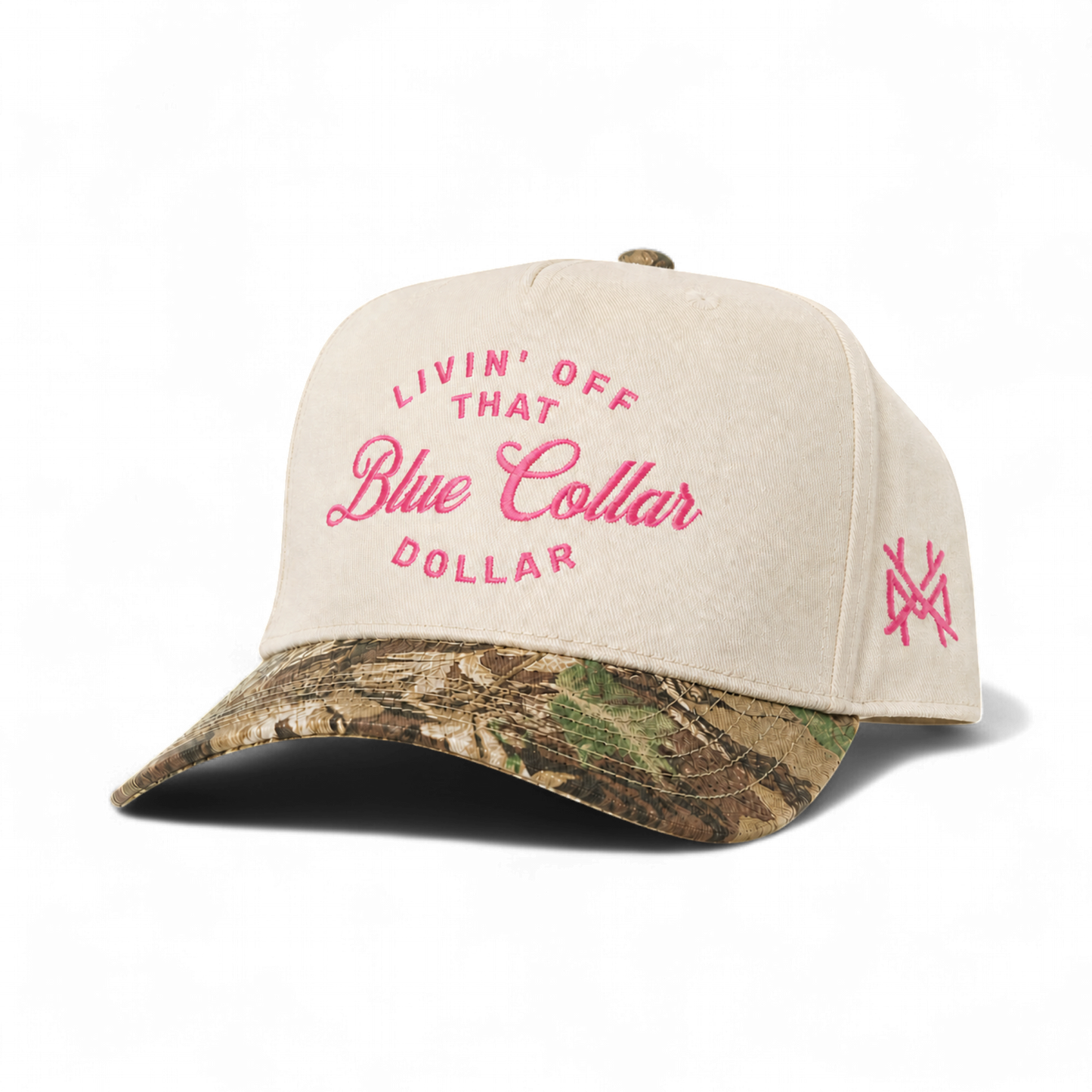 The Mad Hatter Co - Blue Collar Dollar Trucker Hat: Retro Mossy Oak Breakup Country/Black