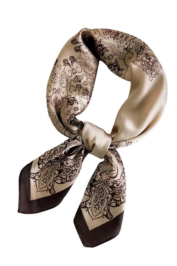 Nash Grey - Brown Print Satin Scarf