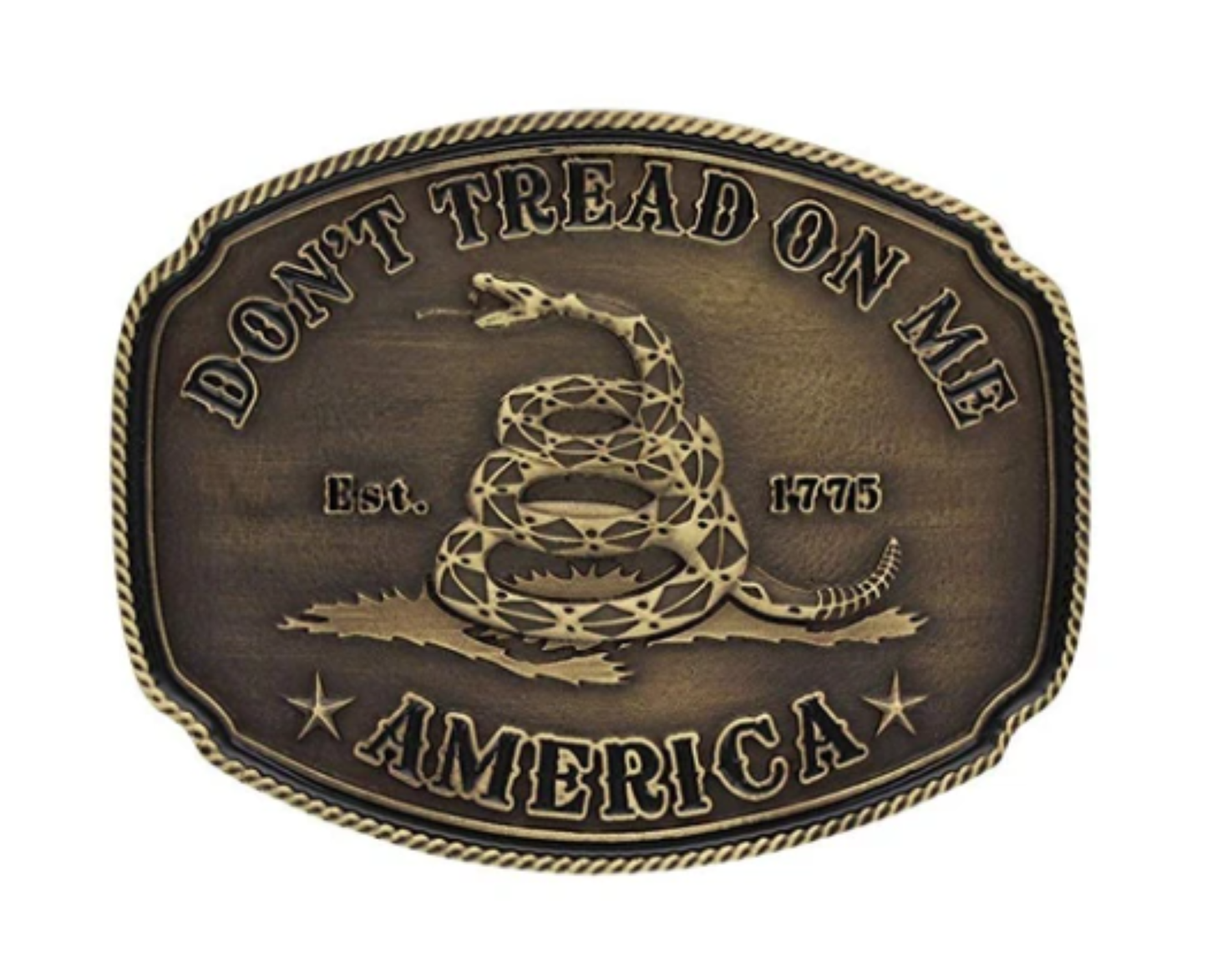 SimpleNGreat - Don't Tread On Me Western Cowboy Belt Buckle 1737: Antique Silver