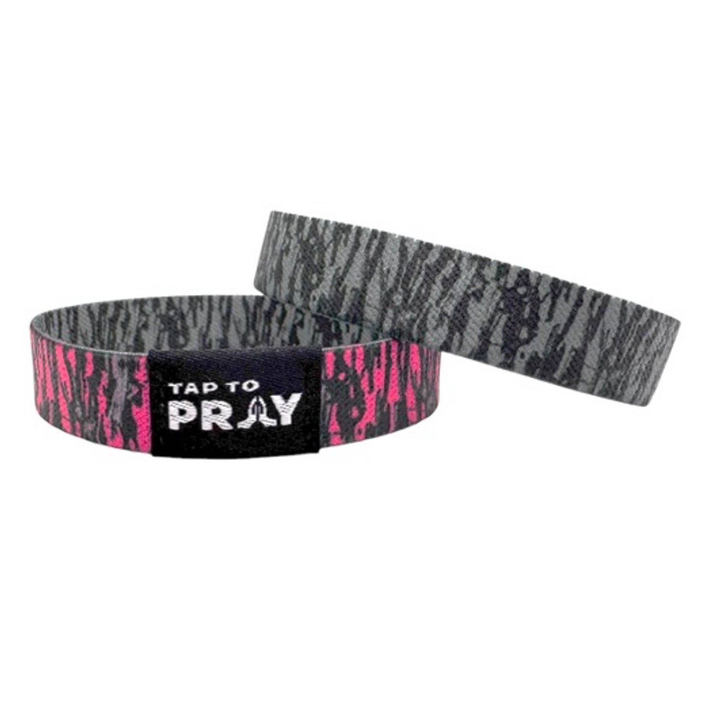 Versible - Tap To Pray™ Wristbands - Tree Bark Camo Pink & Grey: Large