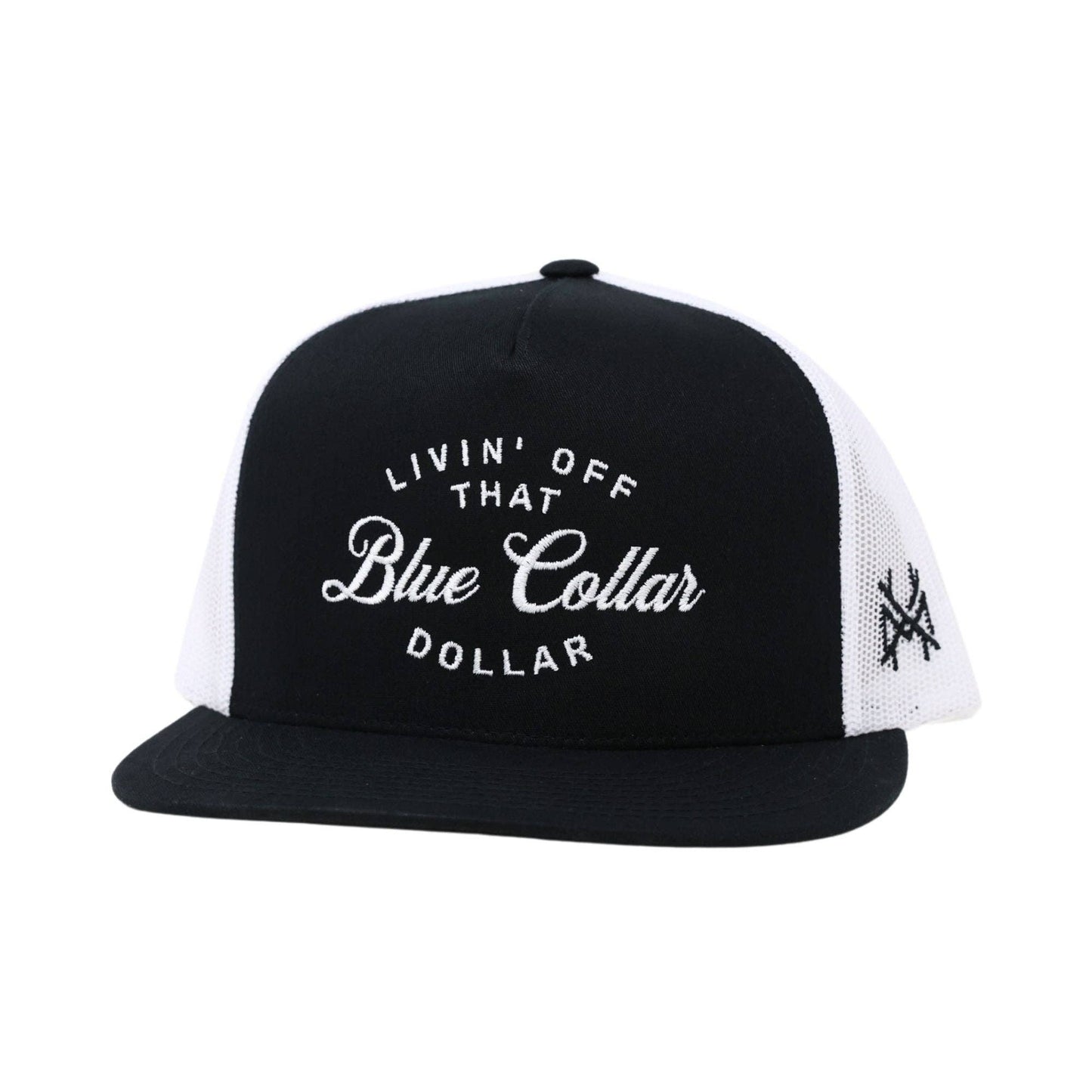 The Mad Hatter Co - Blue Collar Dollar Trucker Hat: Retro Mossy Oak Breakup Country/Black