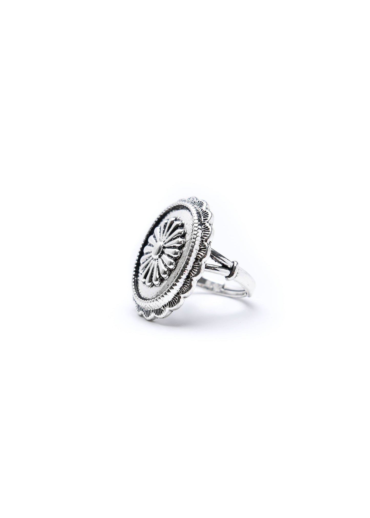 West & Co. - Adjustable Silver Oval Concho Ring