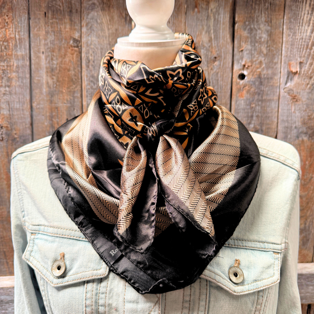 Rodeo Drive - 35X35" Black and Yellow Multi Pattern Wild Rag / Scarf WR1032