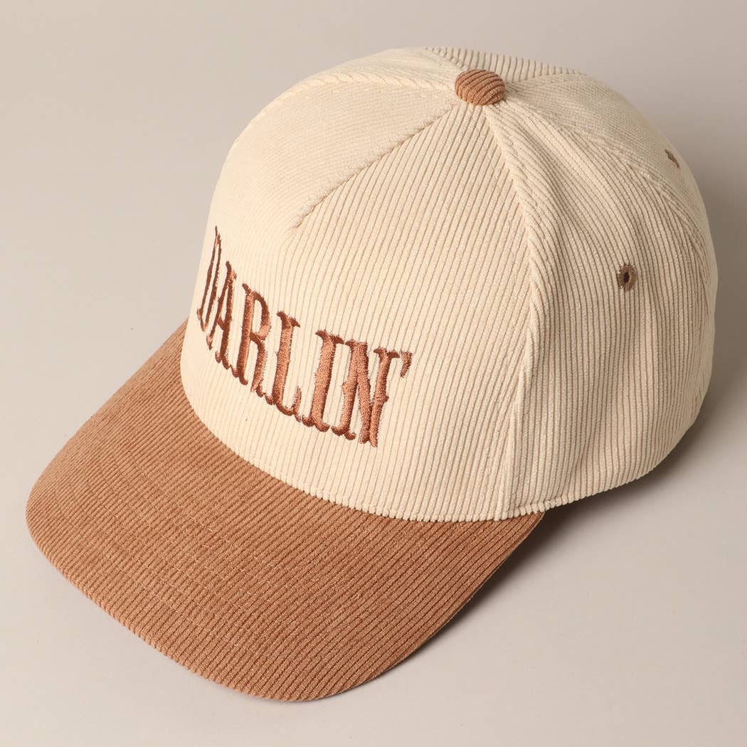 Fashion City - DARLIN' Corduroy Trucker Baseball Cap: BEIGE / ONE SIZE