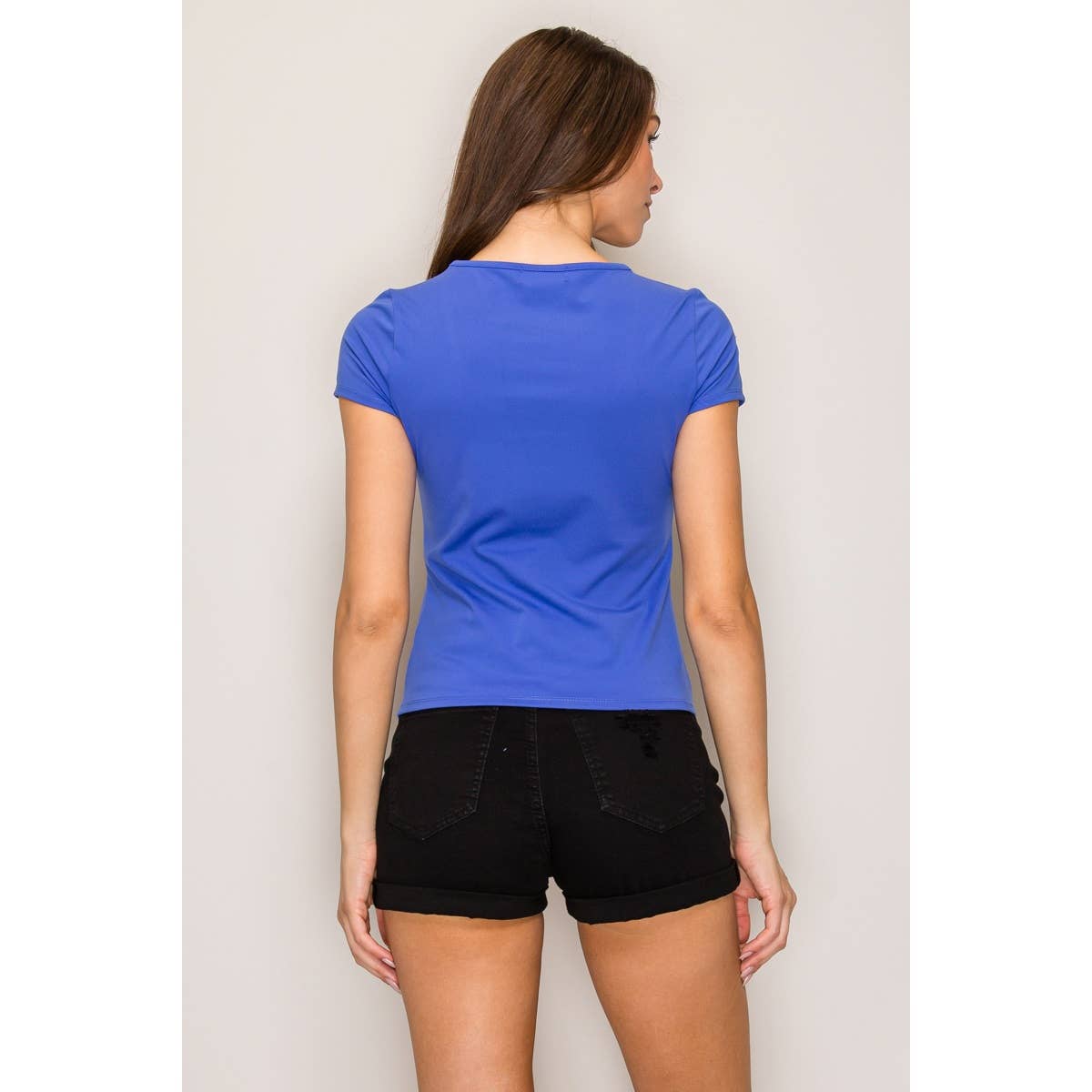 Popular 21 - Ultra Soft Scoop Neck Short Sleeve Top: Navy / S-M-L(2-2-2)