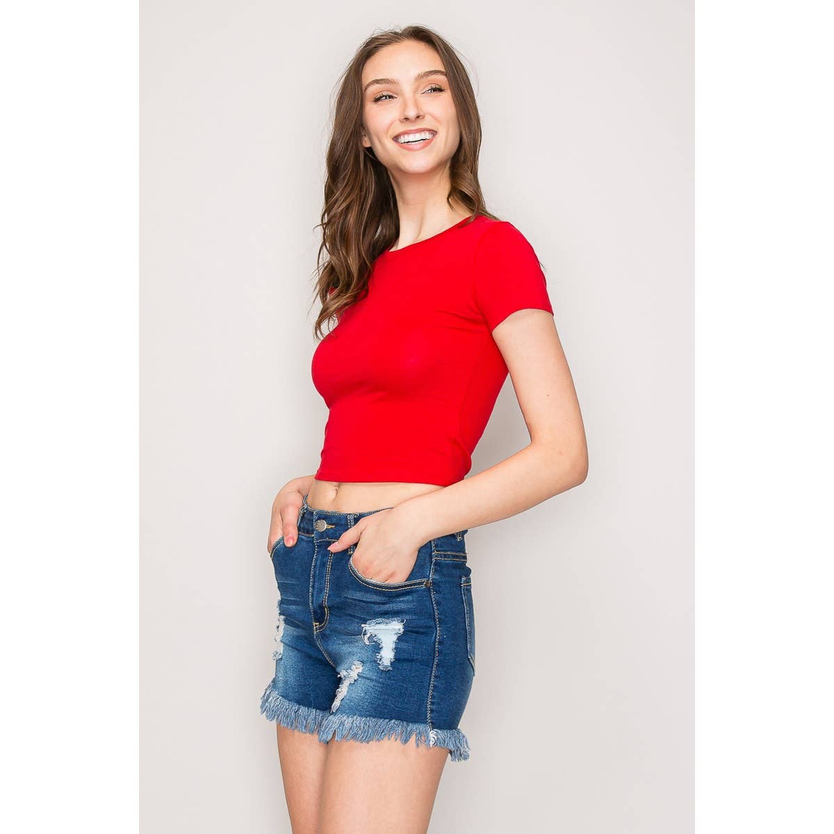 Popular 21 - Short Sleeve Crew Neck Classic Basic Casual Tee: Navy / S-M-L(2-2-2)