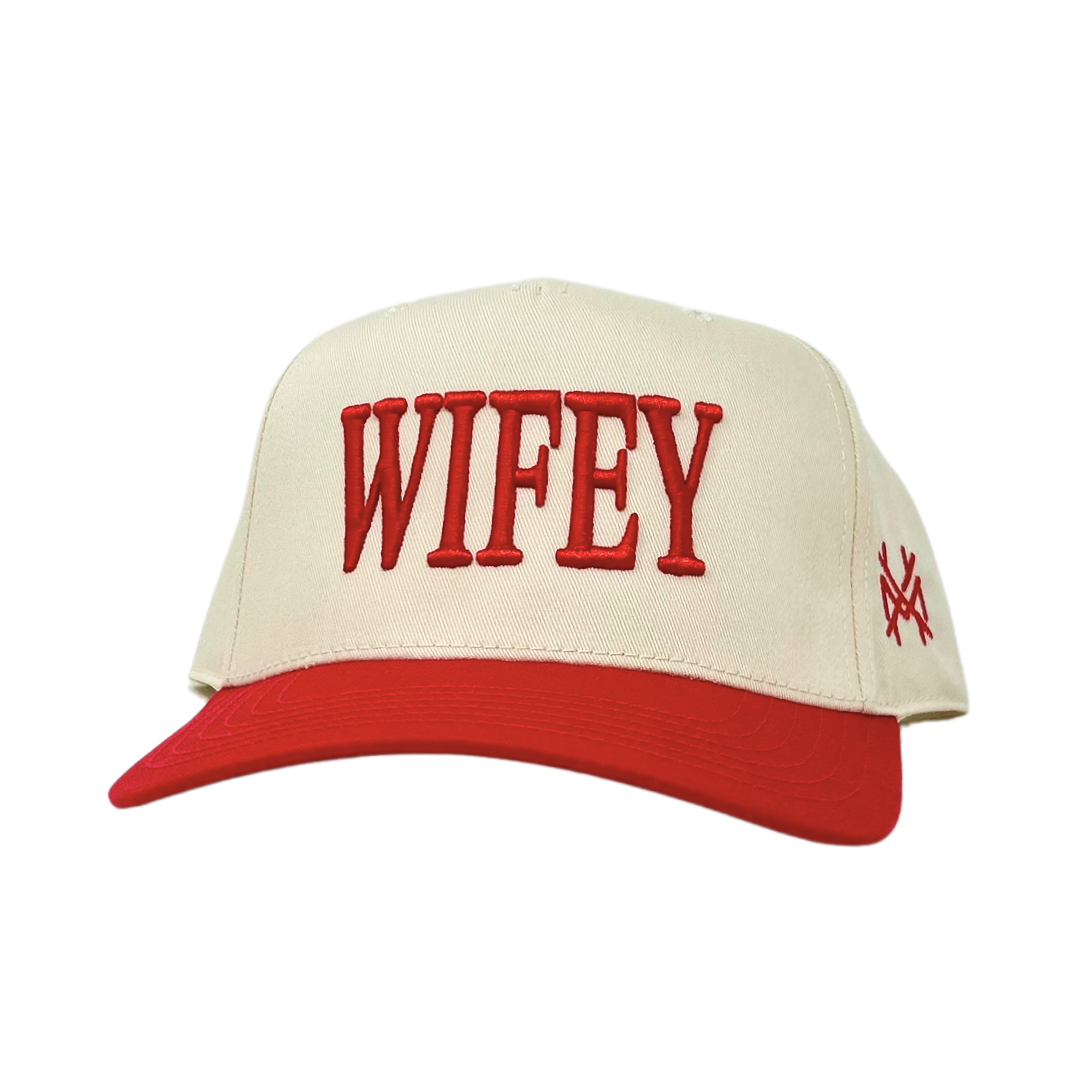The Mad Hatter Co - Wifey Trucker Hat: Retro Black with Blue Thread