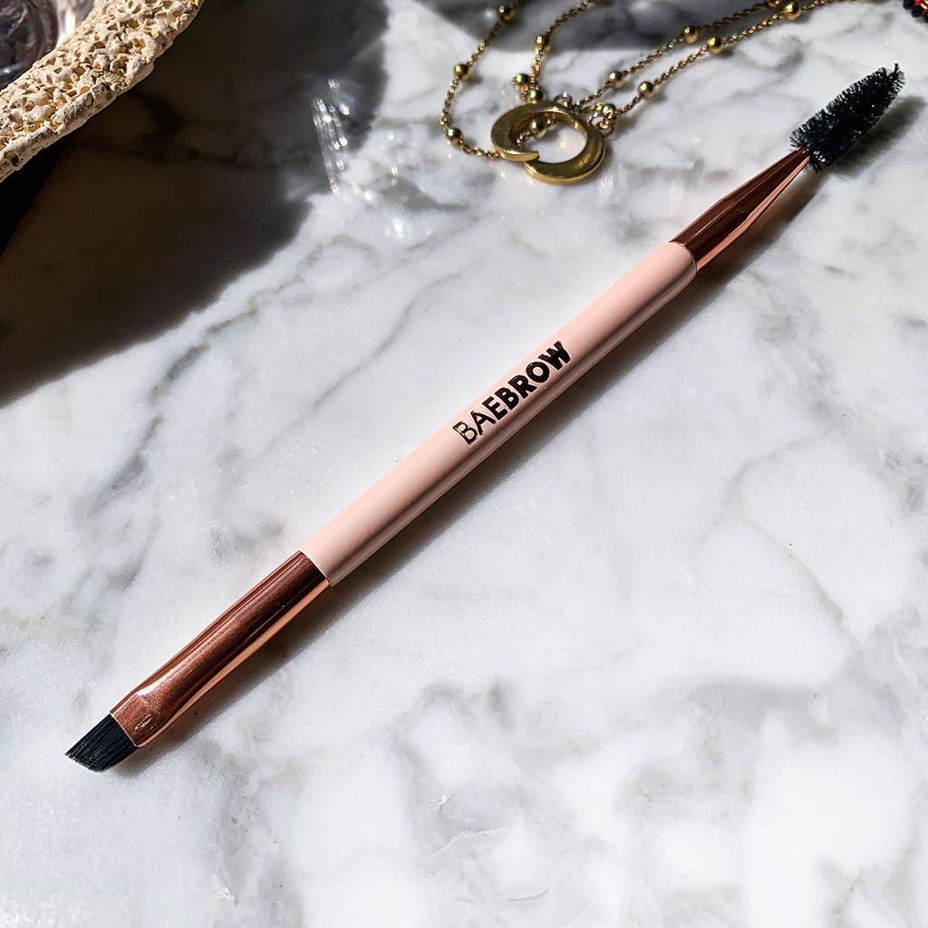 BAEBROW - DUAL ENDED ANGLED BRUSH: Nude + Rose Gold