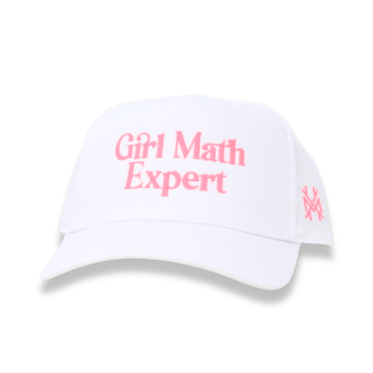 The Mad Hatter Co - Girl Math Expert Trucker Hat: Retro White