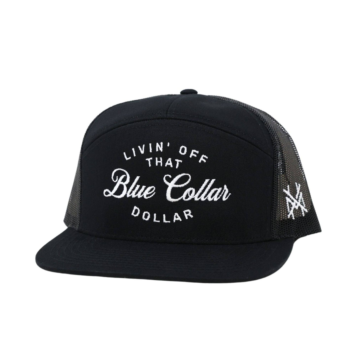 The Mad Hatter Co - Blue Collar Dollar Trucker Hat: Retro Mossy Oak Breakup Country/Black