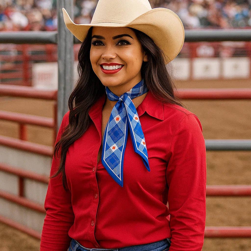 Rodeo Drive - Blue Western Skinny Mini Wild Rag Scarf / Cowgirl Necktie  #TW126