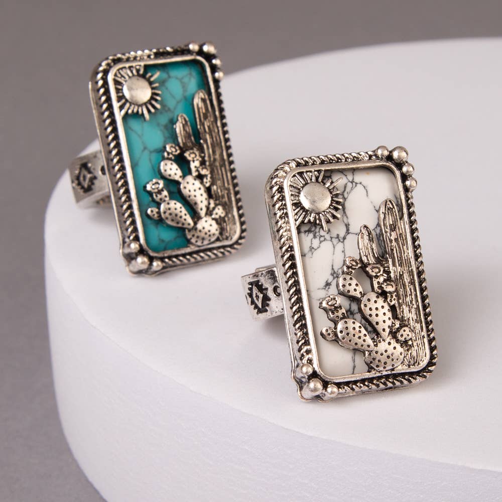 SP Sophia Collection - Western Desert Stretch Ring in Oxidized Silver-Tone Metal: Blue