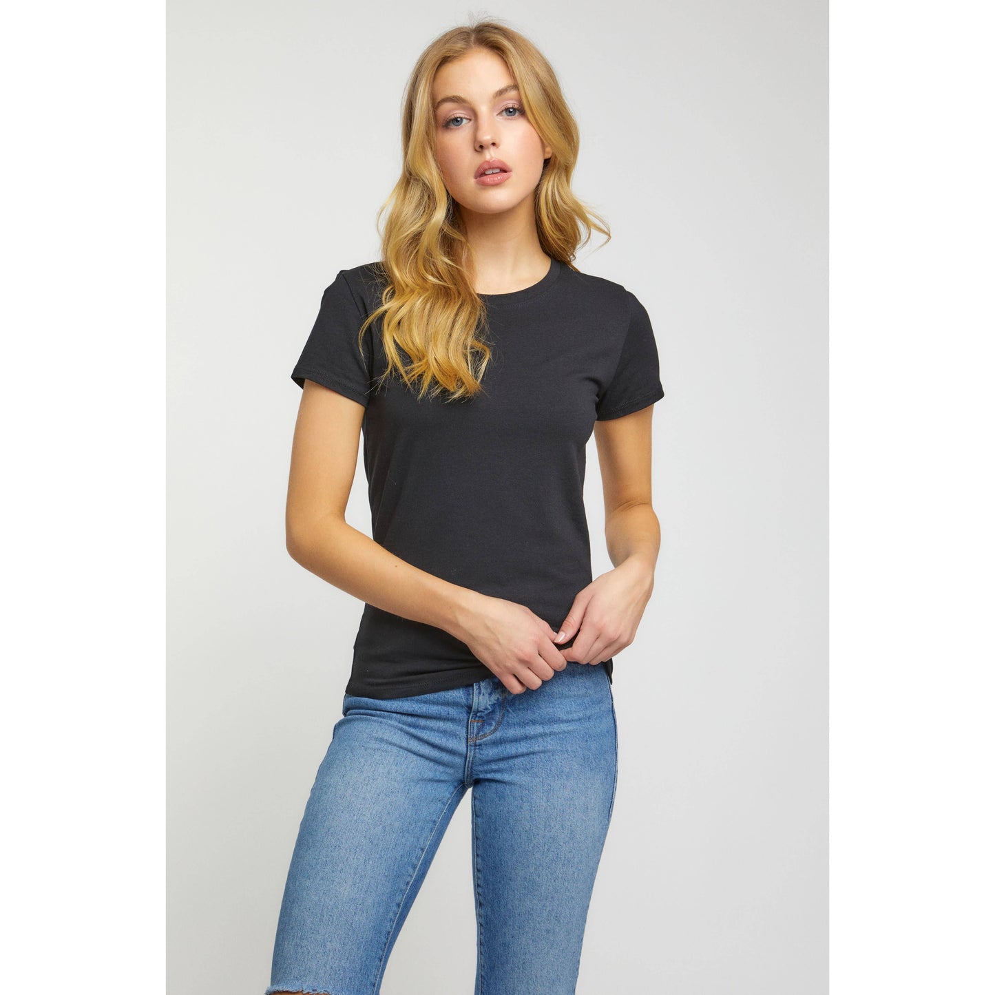 Popular 21 - Crew Neck Short Sleeve Basic Casual Knit Top: Beaver Fur / S-M-L(2-2-2)