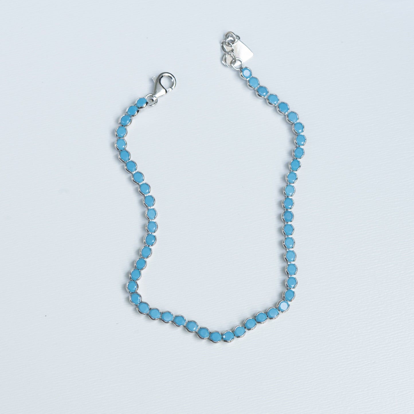 Sami Jewels - 3mm Turquoise Tennis Bracelet: 7" + 0.5" Ext / Gold