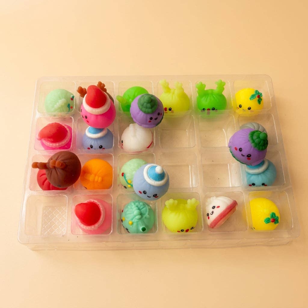 Aili's Corner - Christmas Holiday Advent Calendar- Mochi Dumpling Squishy- 24 Pcs Fidget Toy Set