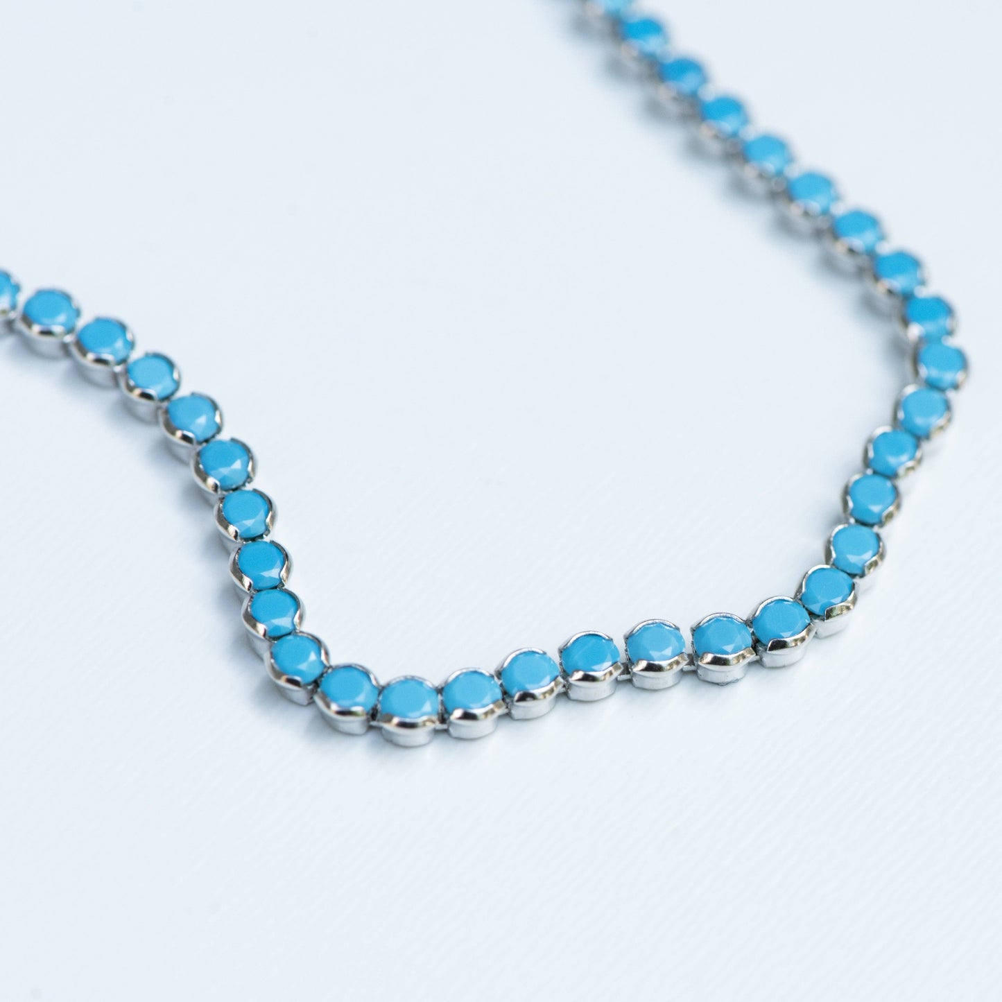 Sami Jewels - 3mm Turquoise Tennis Bracelet: 7" + 0.5" Ext / Gold