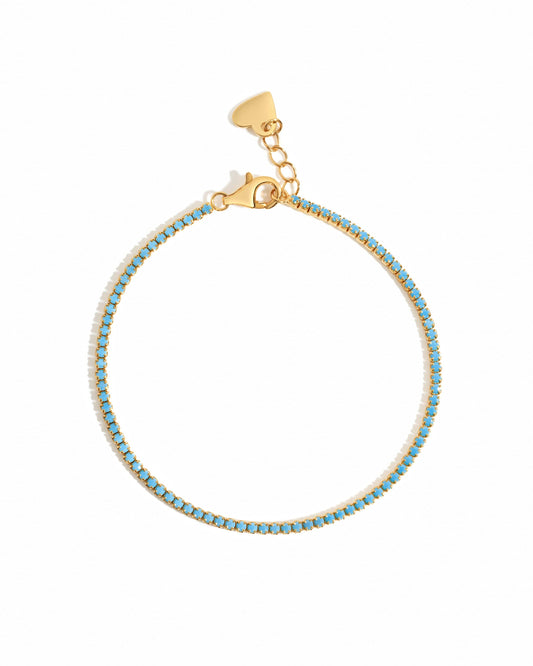 Sami Jewels - Turquoise Tennis Bracelet: Gold / 8" + 0.5" Ext