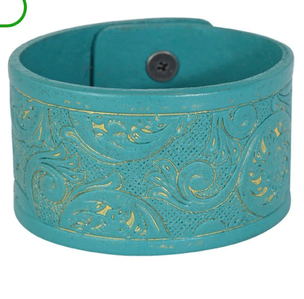 JUSTIN TOOLED LEATHER CUFF BRACELET