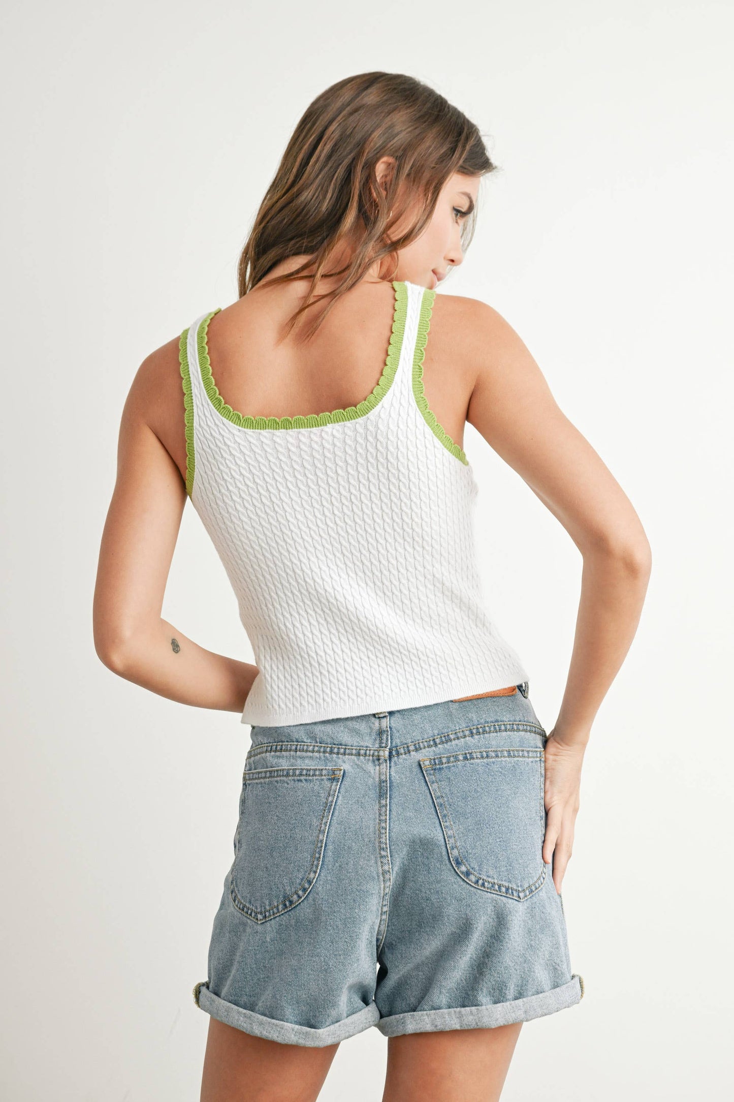 BUTTERMELON - Bow Tank Top - BMW7656: IVORY / RED / L