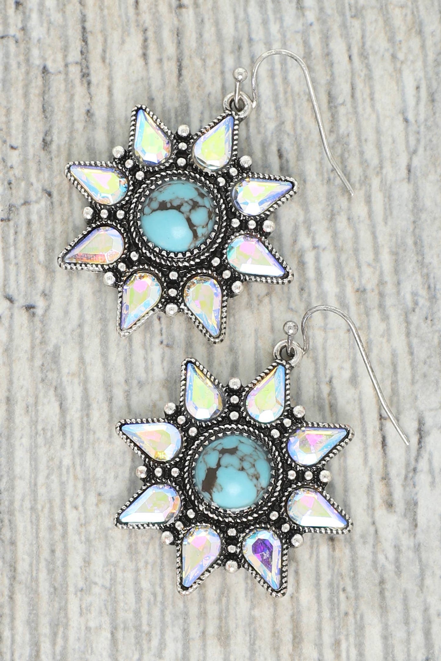 SP Sophia Collection - Western Sun Shaped Gemstone Turquoise Earrings