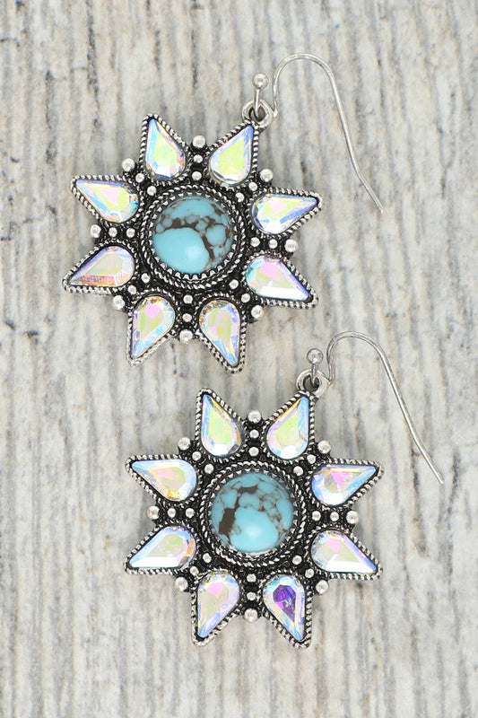 SP Sophia Collection - Western Sun Shaped Gemstone Turquoise Earrings
