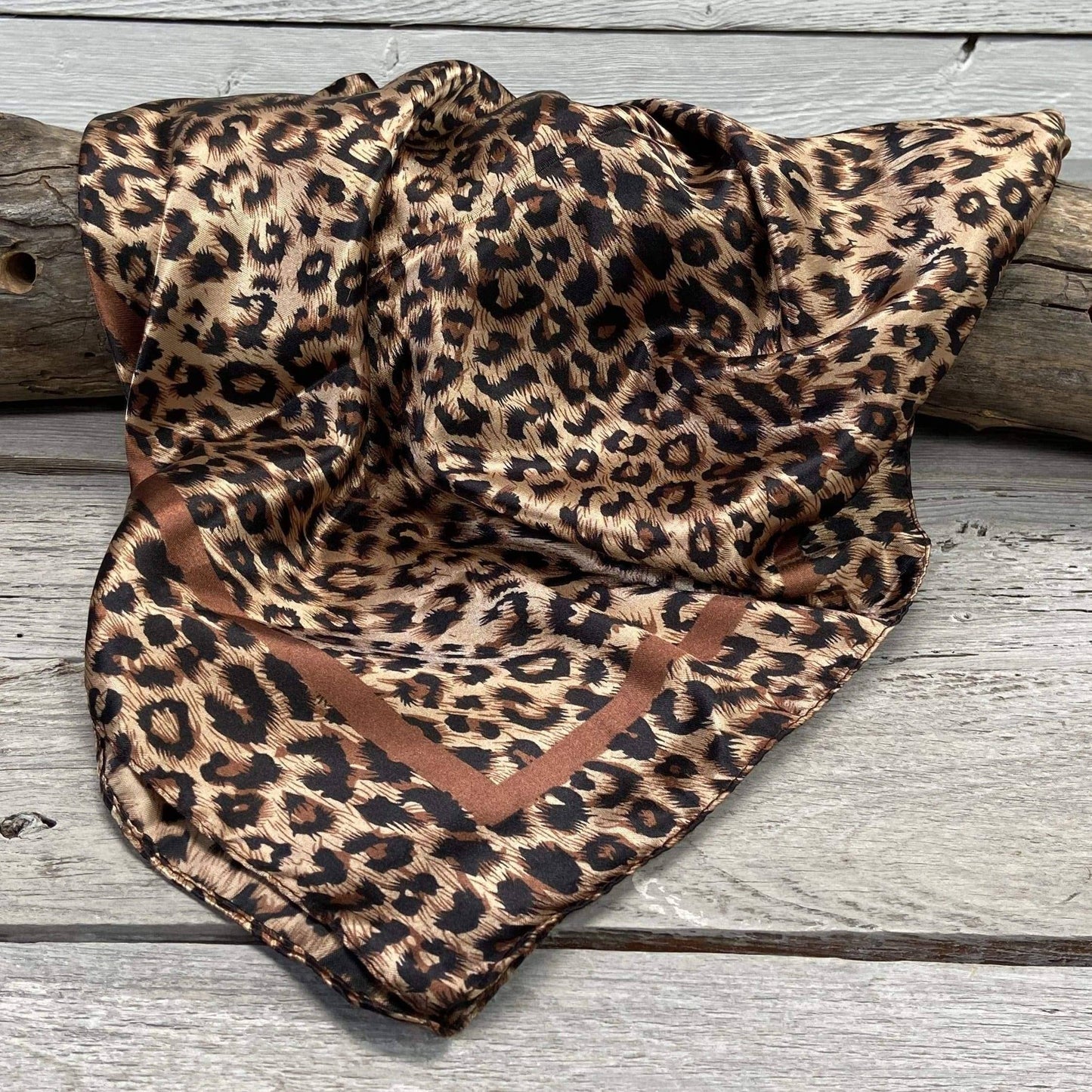 Rodeo Drive - 35X35"  Brown Leopard Wild Rag/Scarf WR169